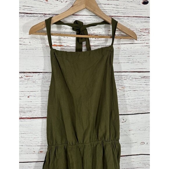 Shein Army Green Romper Open Back Halter Style Tie Waist Teen Sz Large 1 Piece - Picture 4 of 10